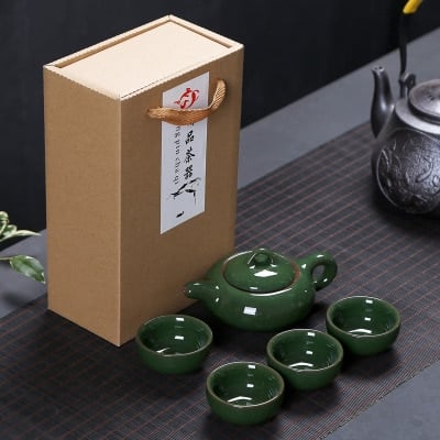 Service à thé complet en céramique Chinois vert Deep green