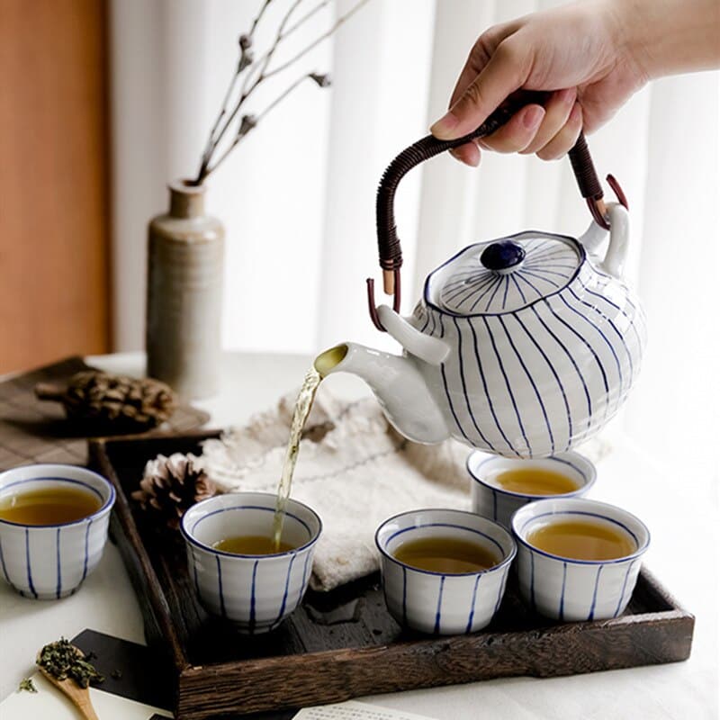 Service à thé japonais bambou blanc_2