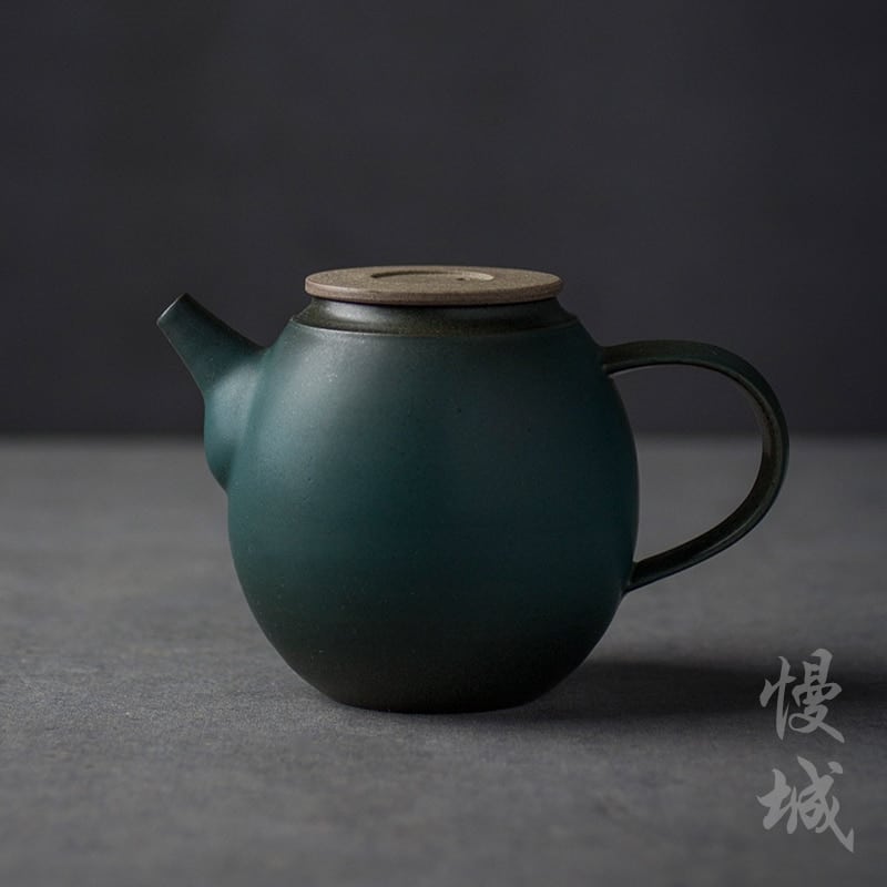 Théière antique japonaise en céramique bleu_1_