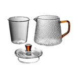 Service à thé en verre – Théière en verre avec filtre – Bouilloire Verre borosilicate – Hanse doré – 13×12.5x7cm 900ml 10