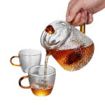Service à thé en verre – Théière en verre avec filtre – Bouilloire Verre borosilicate – Hanse doré – 13×12.5x7cm 900ml 11