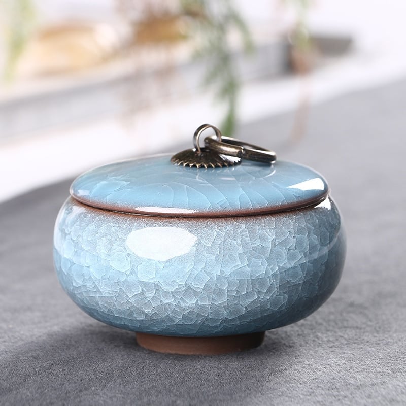 Boîte à thé en céramique Bleu