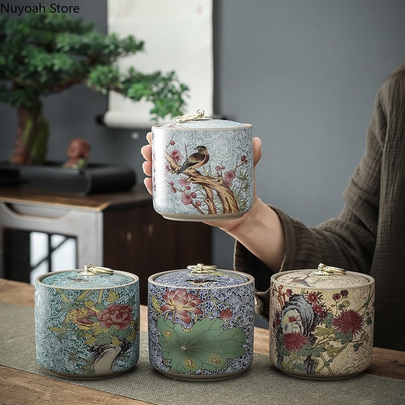 Boîte à thé à motif floral_1