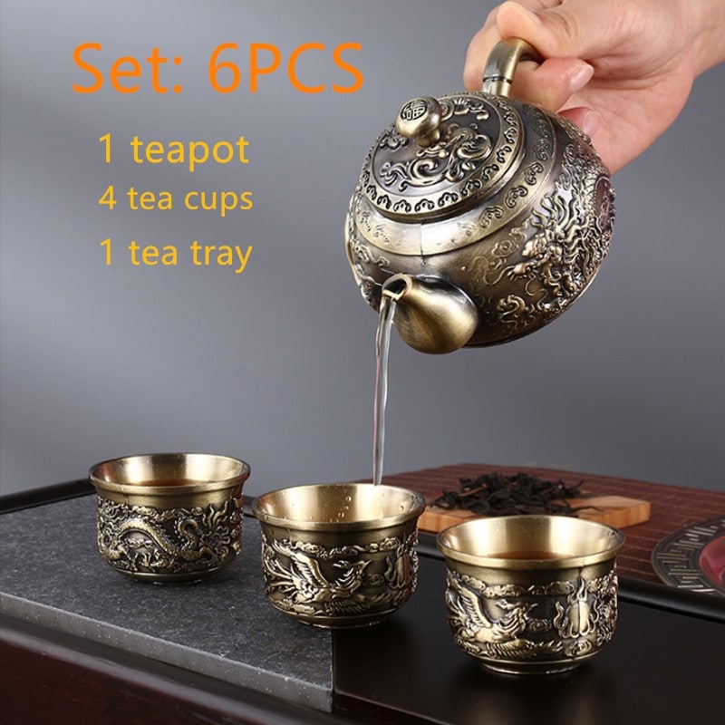 Service à thé turc en bronze Antique_1