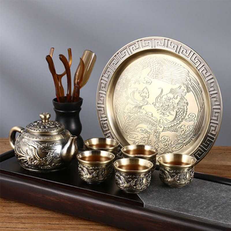 Service à thé turc en bronze Antique_3