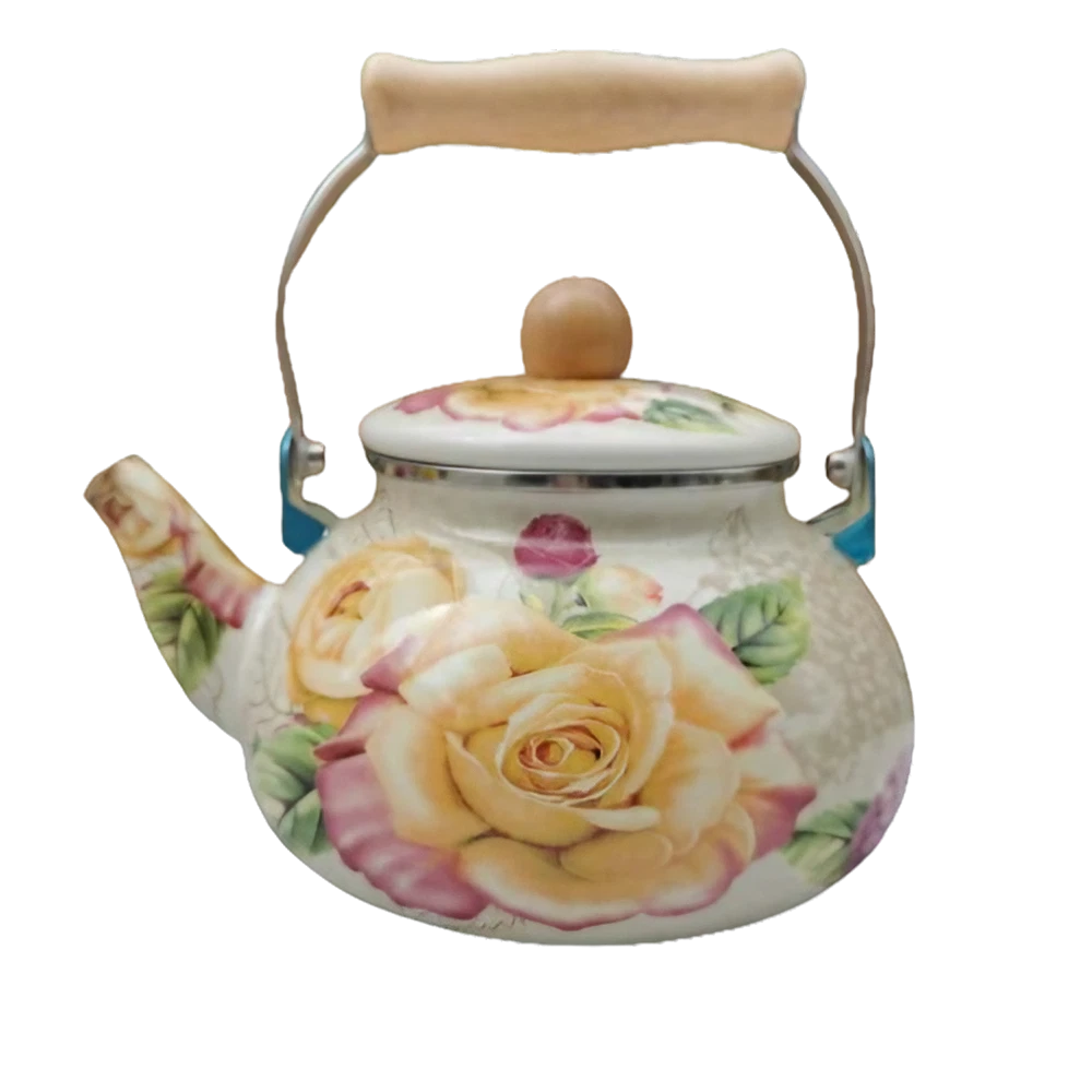 Belle théière turque en émail à motif avec poignée ergonomique 137