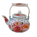 Belle théière turque en émail à motif avec poignée ergonomique 142