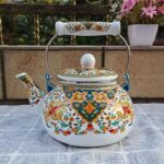Belle théière turque en émail à motif avec poignée ergonomique_6