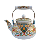 Belle théière turque en émail à motif avec poignée ergonomique 143