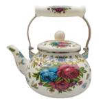 Belle théière turque en émail à motif avec poignée ergonomique 141