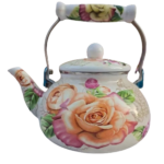 Belle théière turque en émail à motif avec poignée ergonomique 140