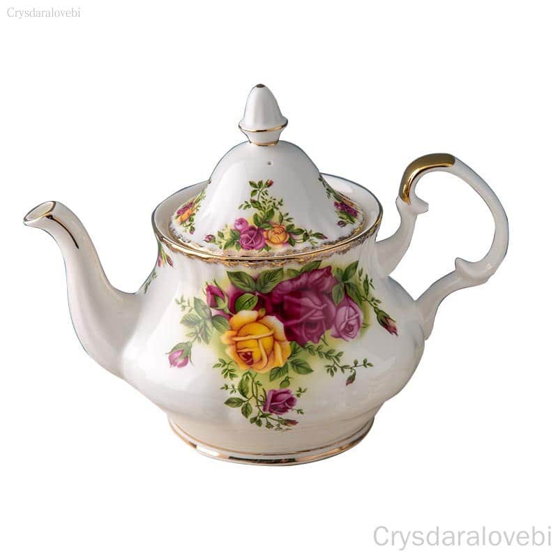 Service à thé anglais ancien en porcelaine à motif floral_11