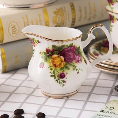 Service à thé anglais ancien en porcelaine à motif floral Crémier