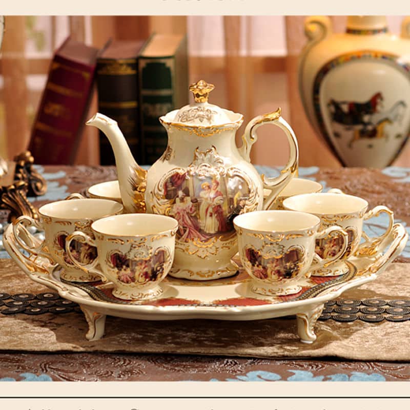 Service à thé anglais vintage en porcelaine_1