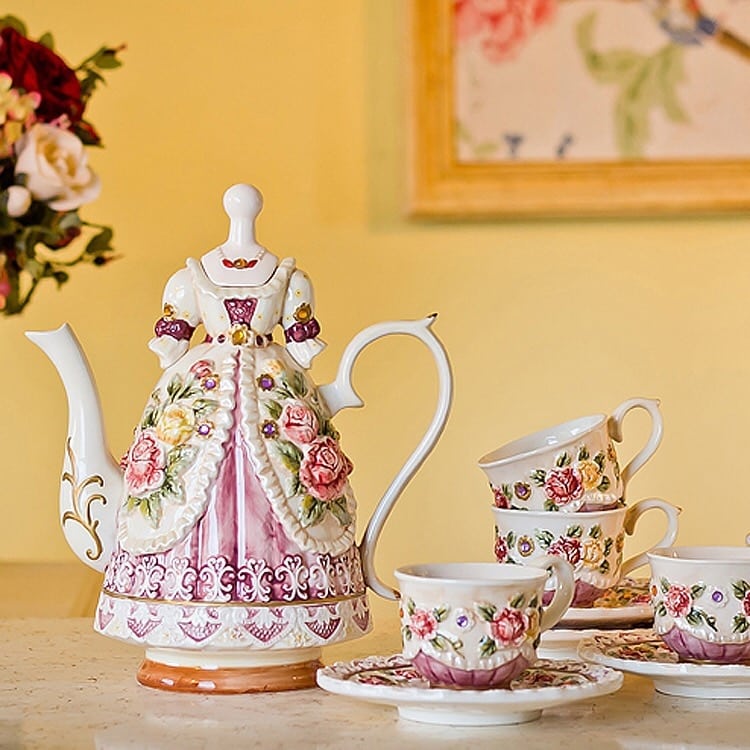 Service à thé vintage anglais style robe de beauté noble_1