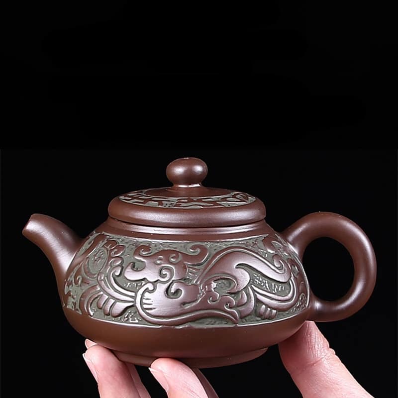 Théière Yixing en céramique avec motifs_1