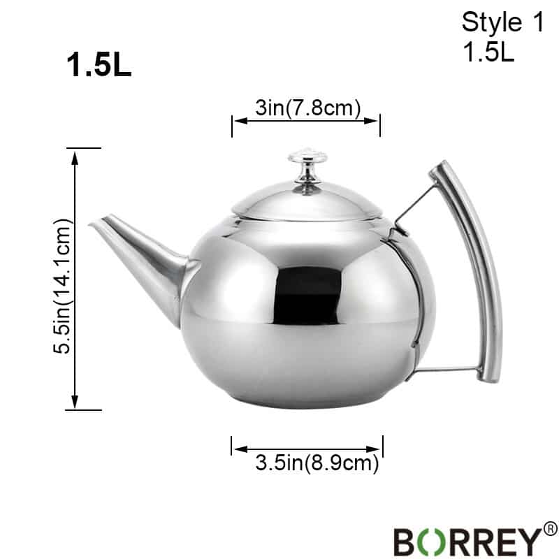 Théière à induction avec infuseur à thé en acier inoxydable 1.5L