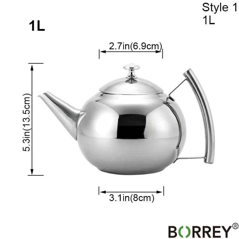 Théière à induction avec infuseur à thé en acier inoxydable 1L