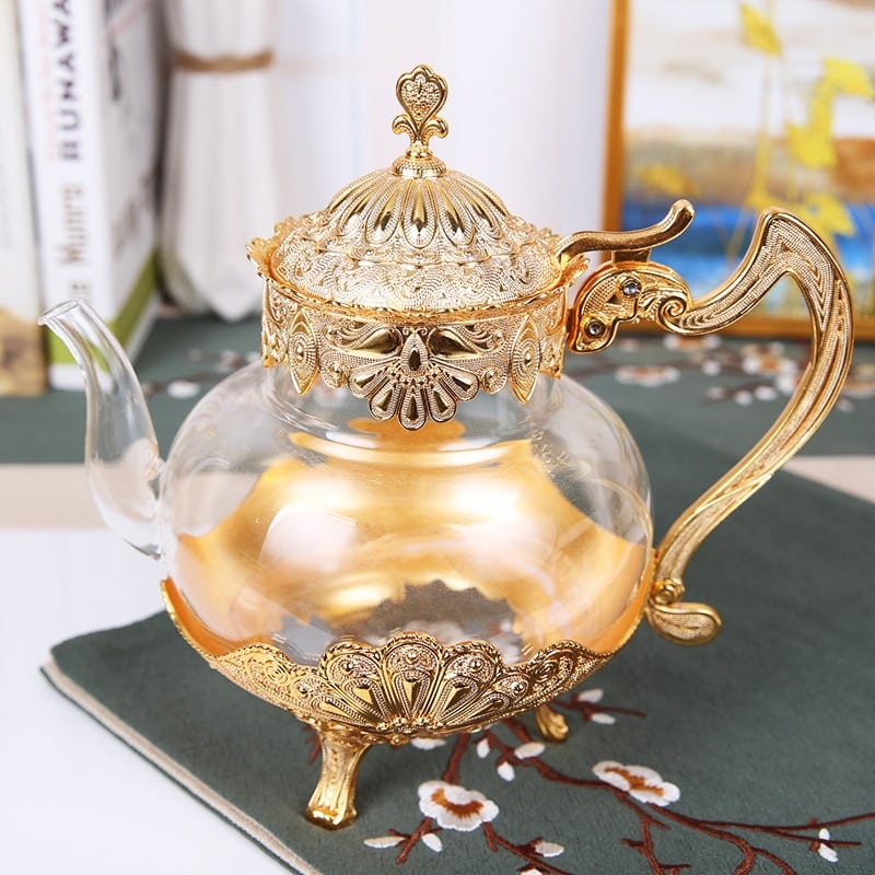 Théière de cuisine orientale en verre doré, style Européen 6