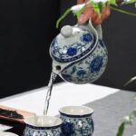 Théière en Grès avec motif de fleurs_11