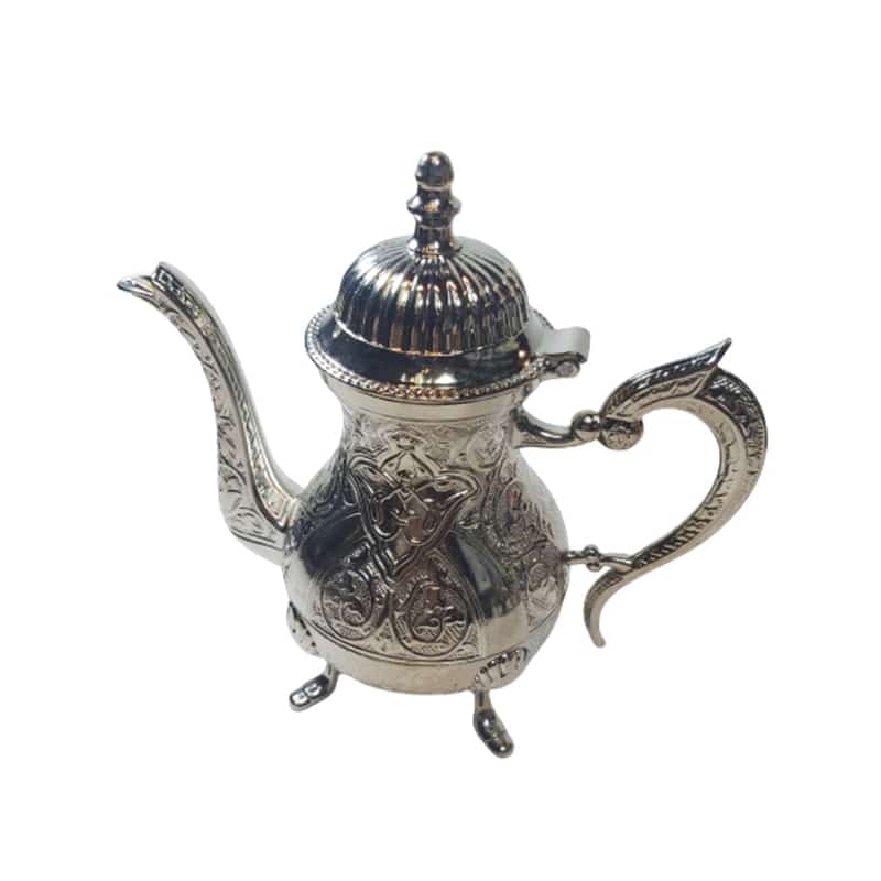 Théière turque vintage en fonte de zinc Argenté TURKEY