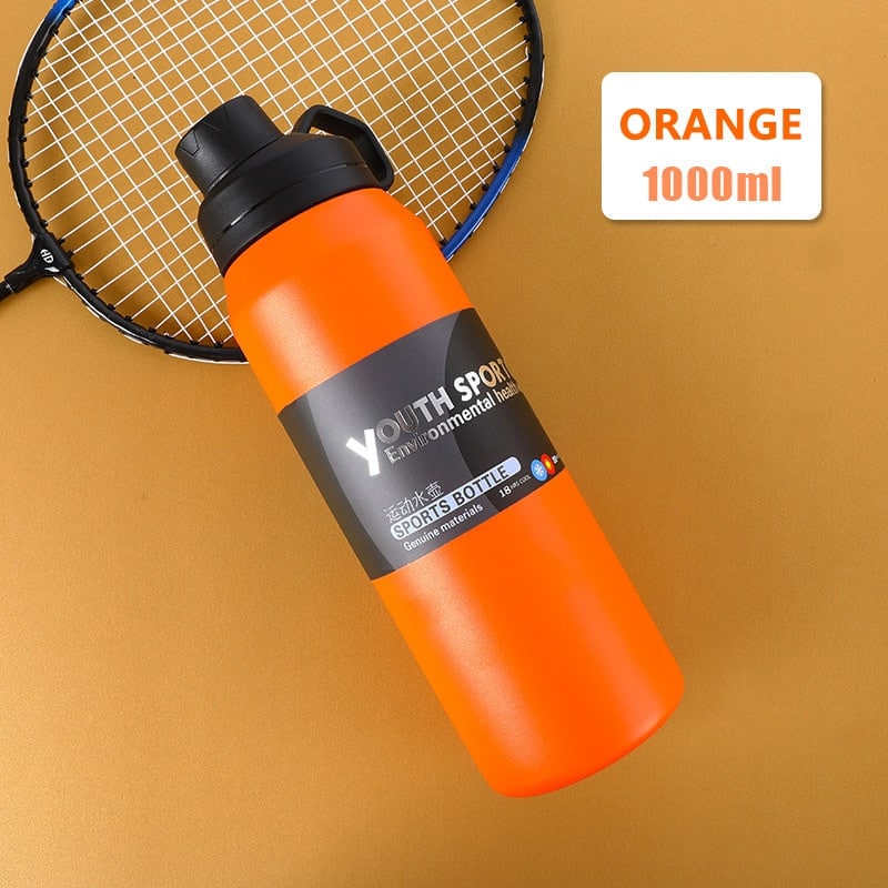 Thermos de voyage flacon portable de 1000ml double acier inoxydable Orange 1000ML