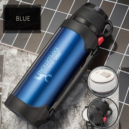 Thermos en acier résistant 3L avec couvercle à double usage Bleu 3L