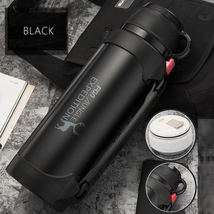 Thermos en acier résistant 3L avec couvercle à double usage Noir 3L