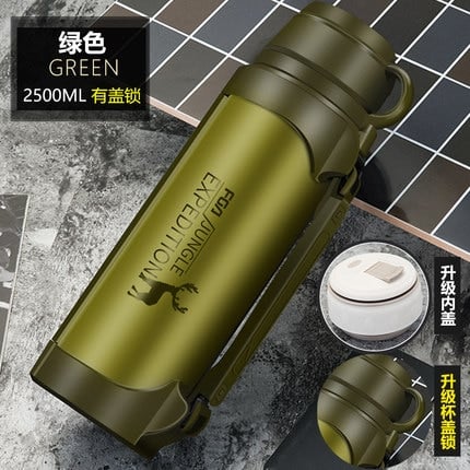 Thermos en acier résistant 3L avec couvercle à double usage Vert 3L