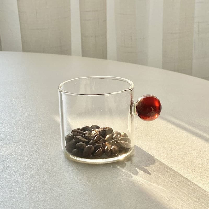 Verre À Thé Transparent avec poignée en boule Marron 120ml
