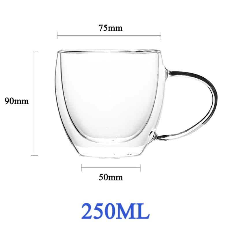 Verre à thé transparent double paroi résistant à la chaleur 250ml Chine